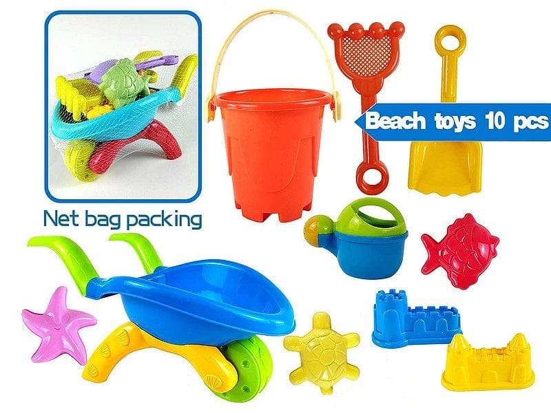 Zestaw do zabawy w piasku z taczką 10 elementów