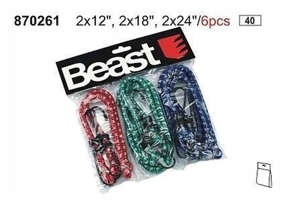 Zestaw elastycznych linek mocujących do bagażnika 30, 45, 60 cm