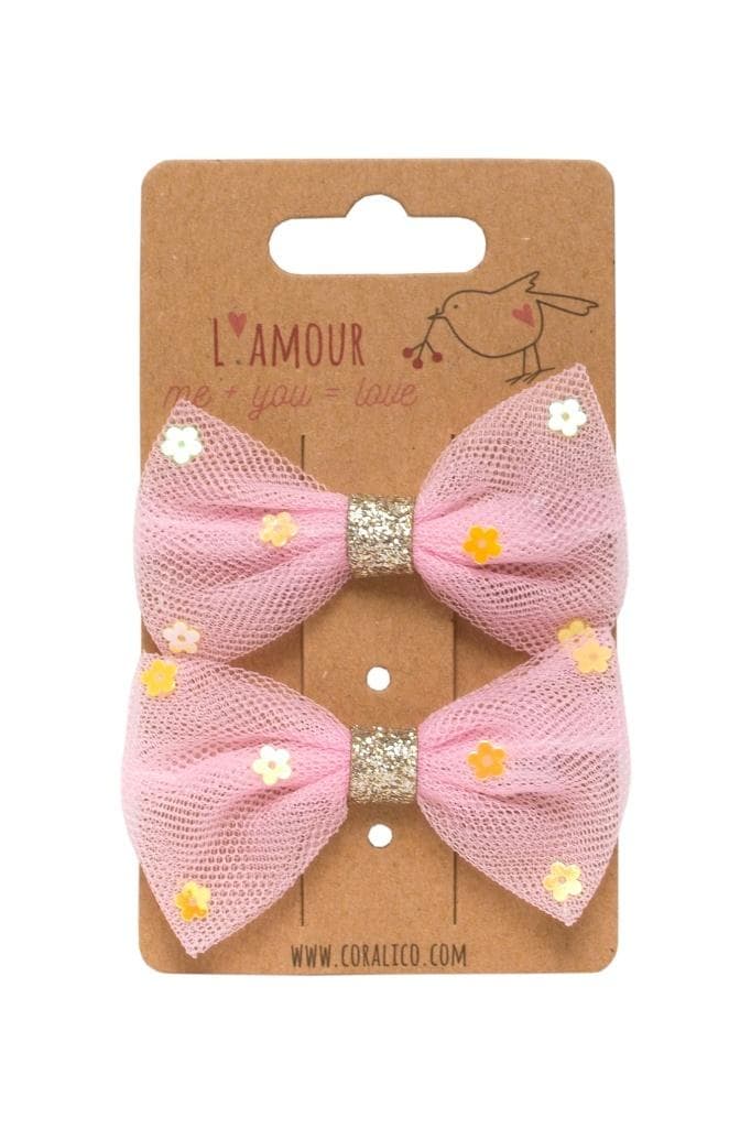 Zestaw klipsów do włosów z kokardami i cekinami