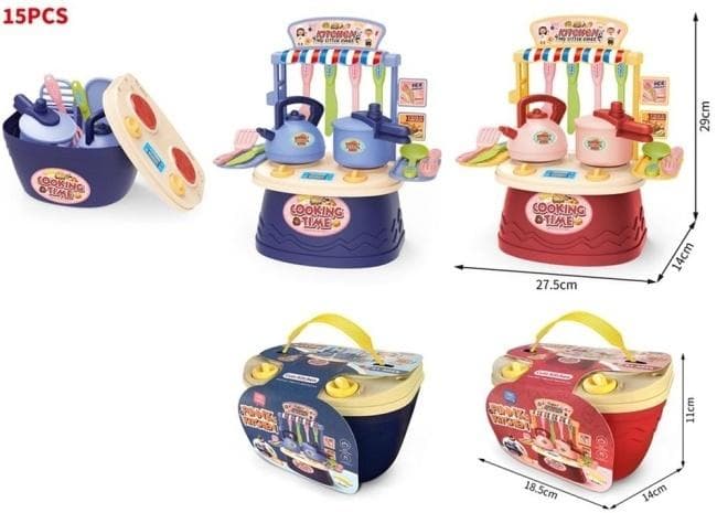 Zestaw kuchenny dla dzieci 15 elementów w koszyku
