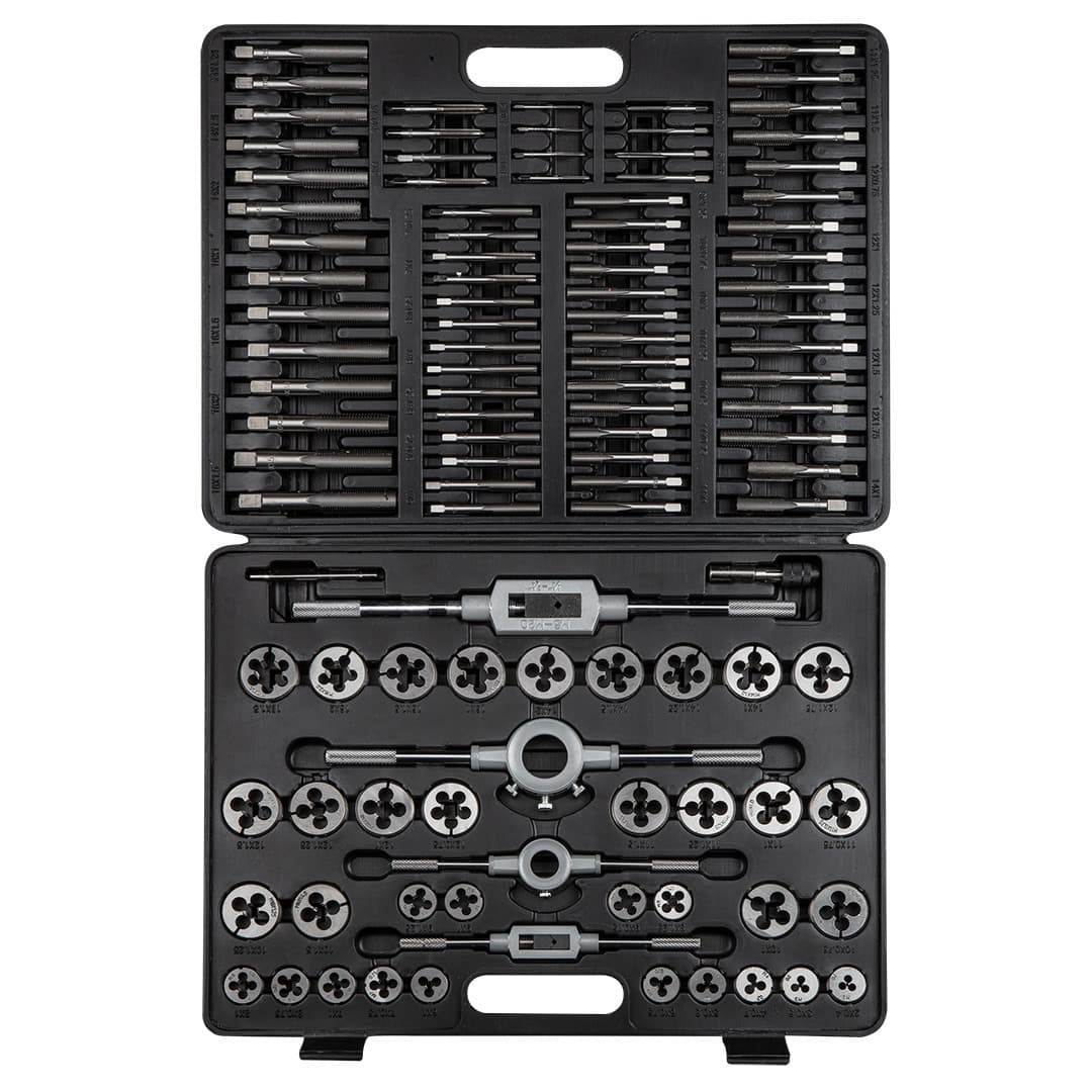 Zestaw narzynek i gwintowników do gwintów wewnętrznych i zewnętrznych 110 elementów