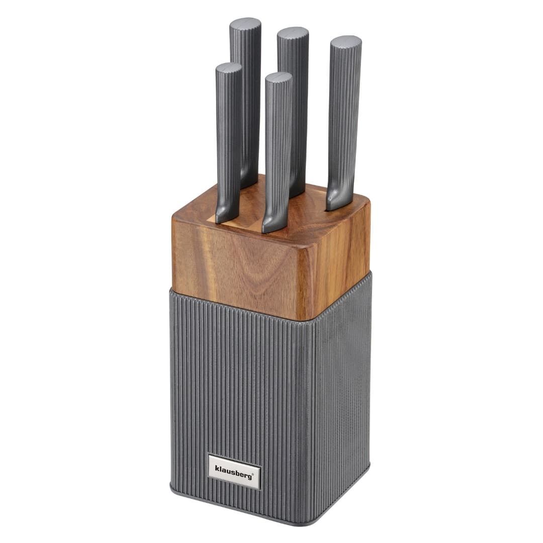 Zestaw noży 6 el. z blokiem akacjowym Klausberg