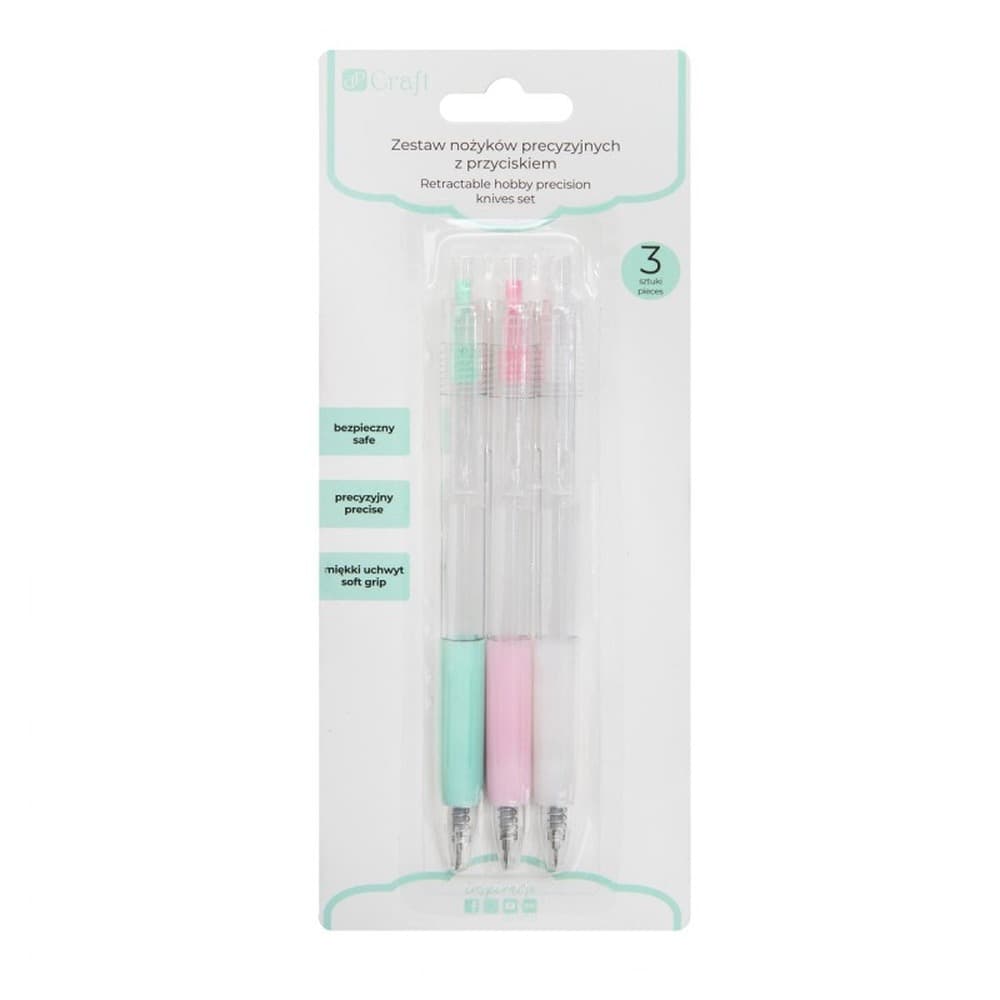 Zestaw nożyków precyzyjnych z przyciskiem 3szt.