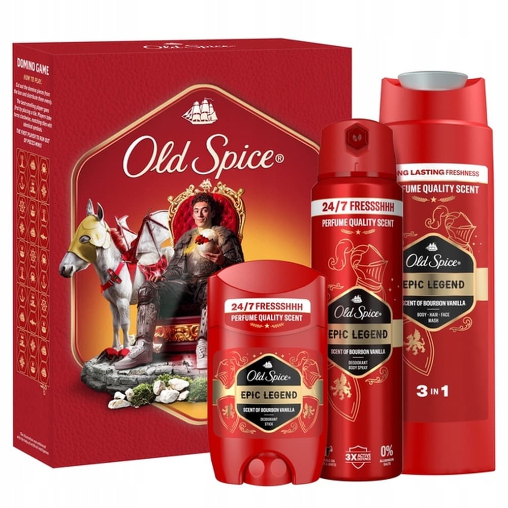 Zestaw Old Spice Game: dezodorant w sztyfcie, spray i żel pod prysznic