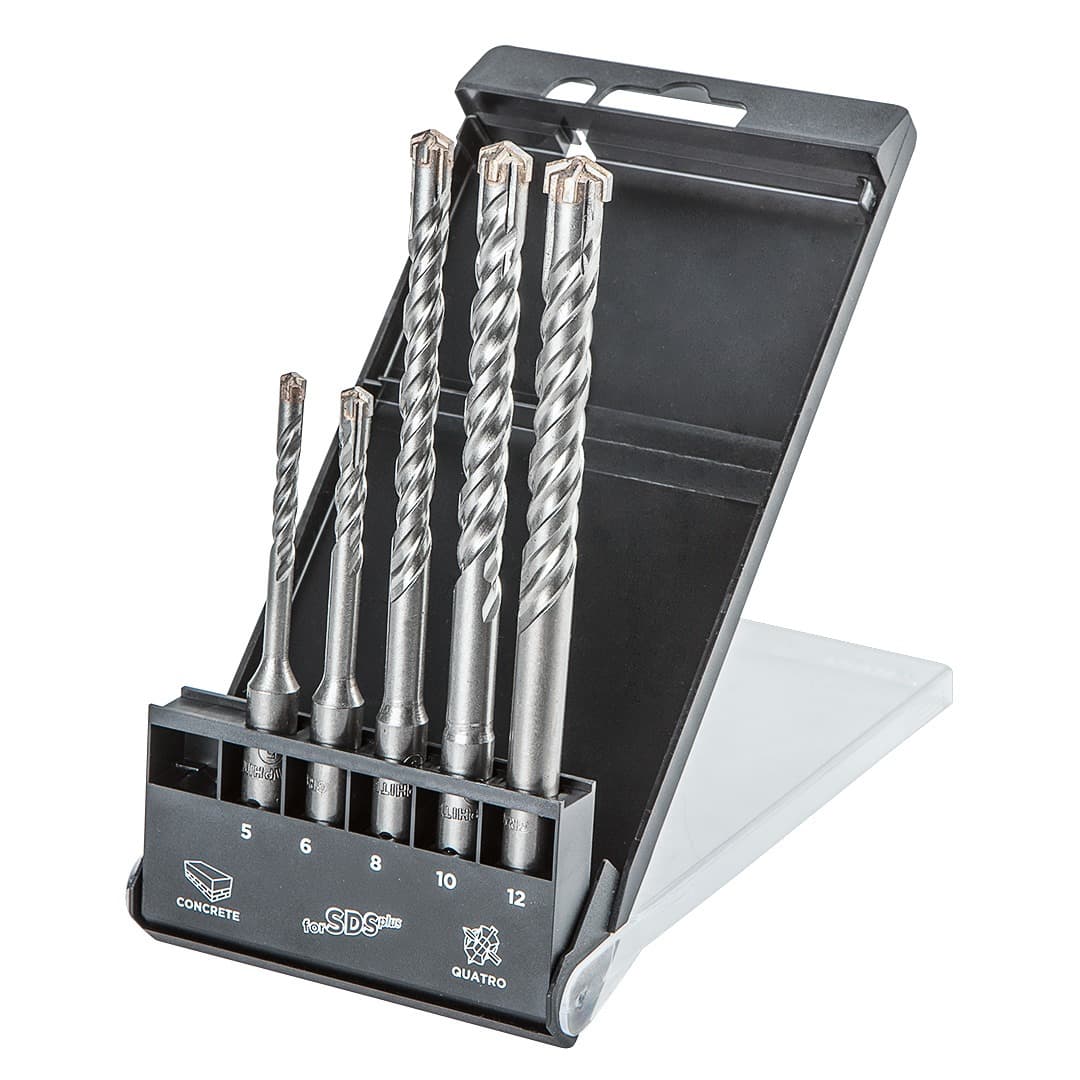 Zestaw wierteł do betonu SDS Plus Quatro 5, 6 x 110 mm + 8, 10, 12 x 160 mm, 5 sztuk