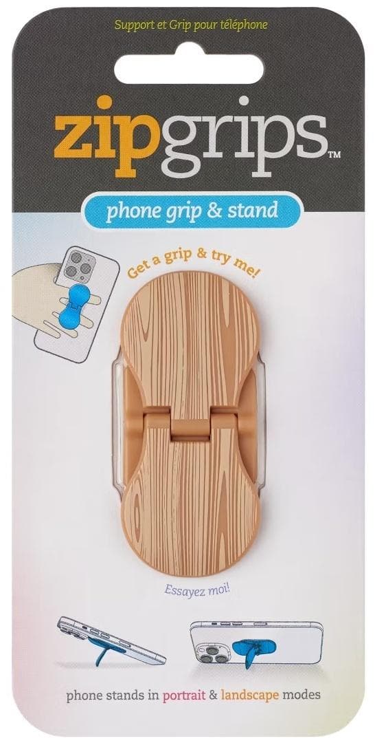 ZipGrip drewniany uchwyt na palce i stojak do telefonu