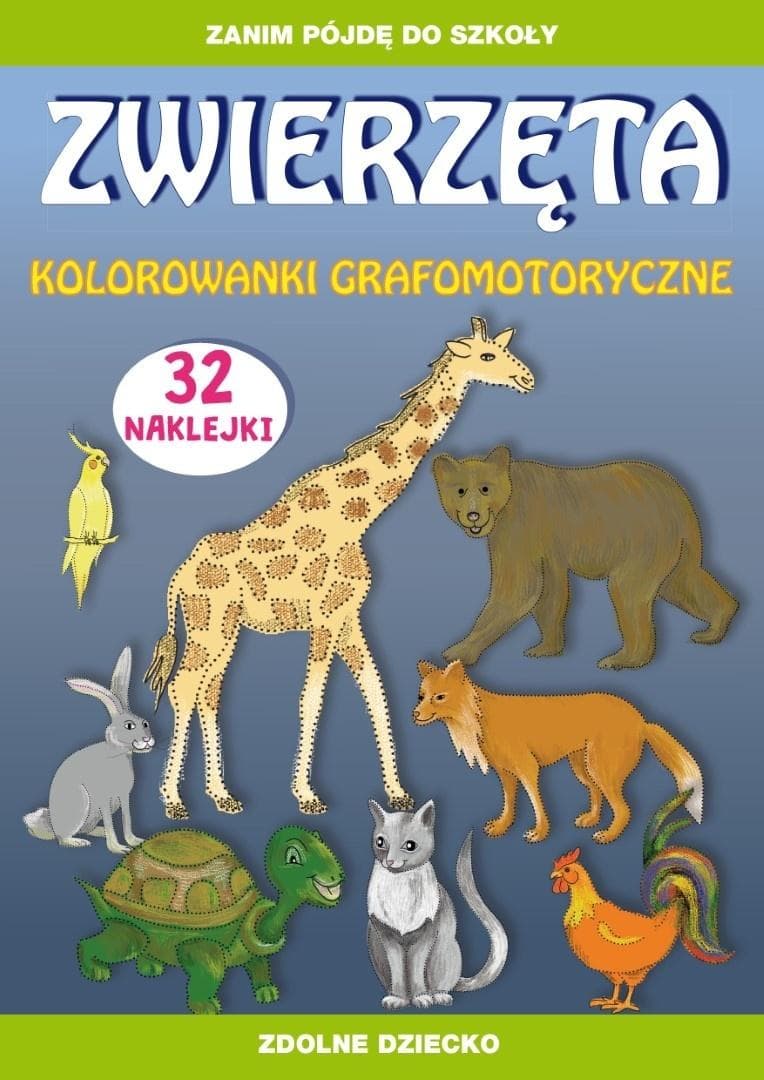 Zwierzęta - kolorowanka edukacyjna grafomotoryczna dla dzieci